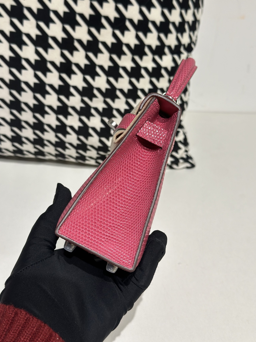 Lizard Leather Candy Pink Silver Hardware Series II Top Handle Bag WLB073 image 4