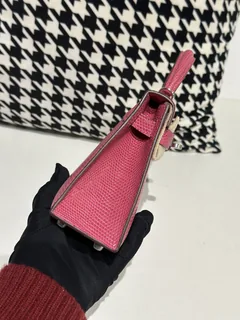 Lizard Leather Candy Pink Silver Hardware Series II Top Handle Bag WLB073 image 5