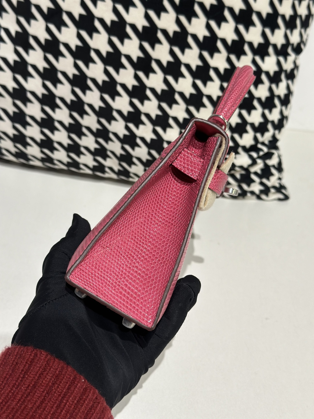 Lizard Leather Candy Pink Silver Hardware Series II Top Handle Bag WLB073 image 5