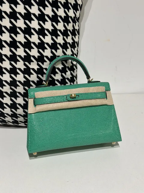 Lizard Leather Imperial Green Gold Hardware Series II Top Handle Bag WLB074