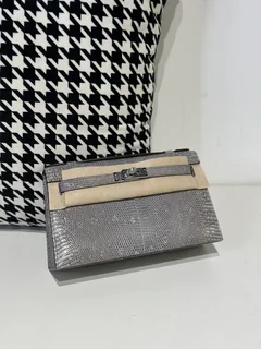 Lizard Leather Slate Blue Silver Hardware Series I Flap Shoulder Bag WLB076 image 1