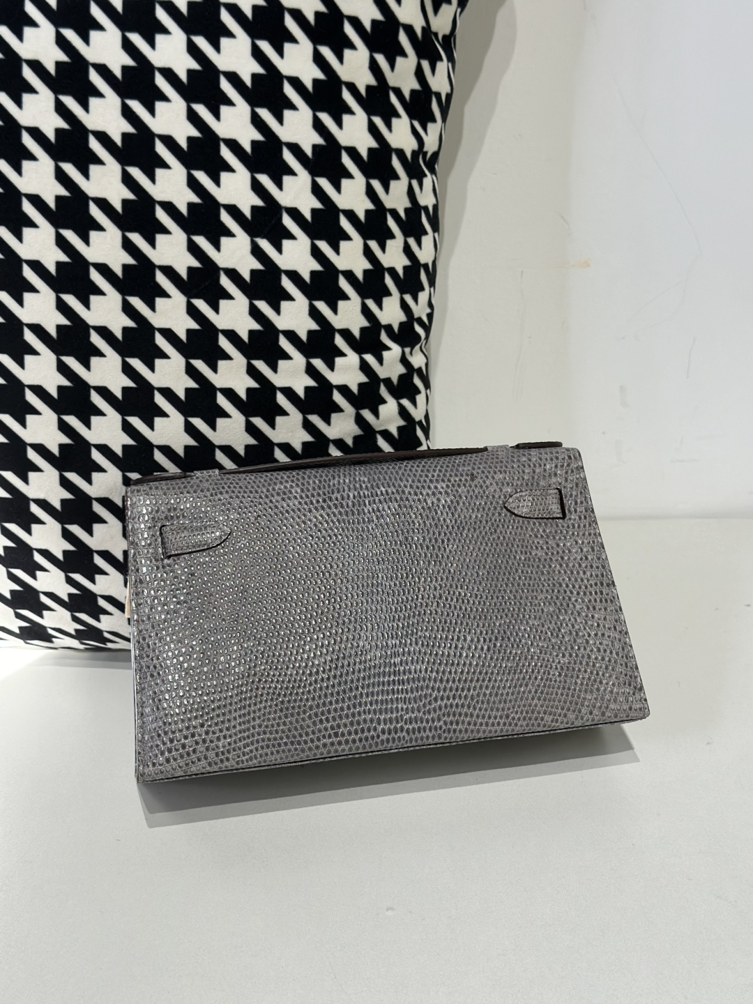 Lizard Leather Slate Blue Silver Hardware Series I Flap Shoulder Bag WLB076 photo 3