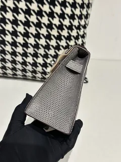 Lizard Leather Slate Blue Silver Hardware Series I Flap Shoulder Bag WLB076 image 4