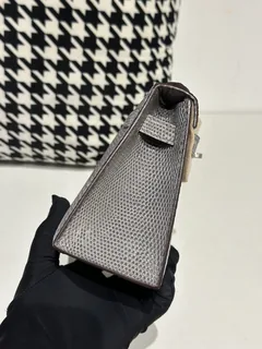Lizard Leather Slate Blue Silver Hardware Series I Flap Shoulder Bag WLB076 image 5