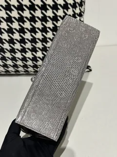 Lizard Leather Slate Blue Silver Hardware Series I Flap Shoulder Bag WLB076 image 6