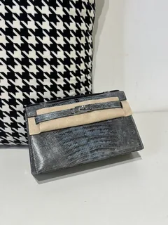 Lizard Leather Blue Silver Hardware Series I Flap Shoulder Bag WLB077 image 1