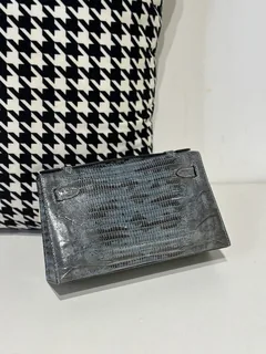 Lizard Leather Blue Silver Hardware Series I Flap Shoulder Bag WLB077 image 3