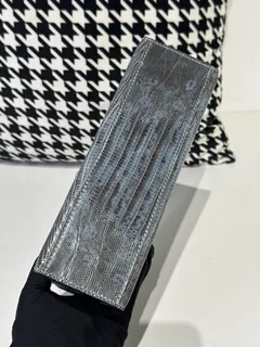 Lizard Leather Blue Silver Hardware Series I Flap Shoulder Bag WLB077 image 6