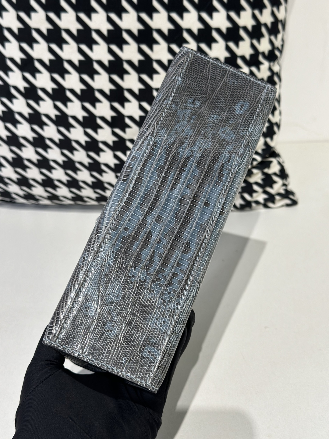 Lizard Leather Blue Silver Hardware Series I Flap Shoulder Bag WLB077 image 6