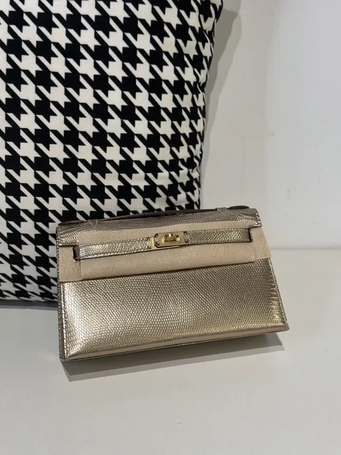 Lizard Leather Champagne Gold Hardware Series I Flap Shoulder Bag WLB078