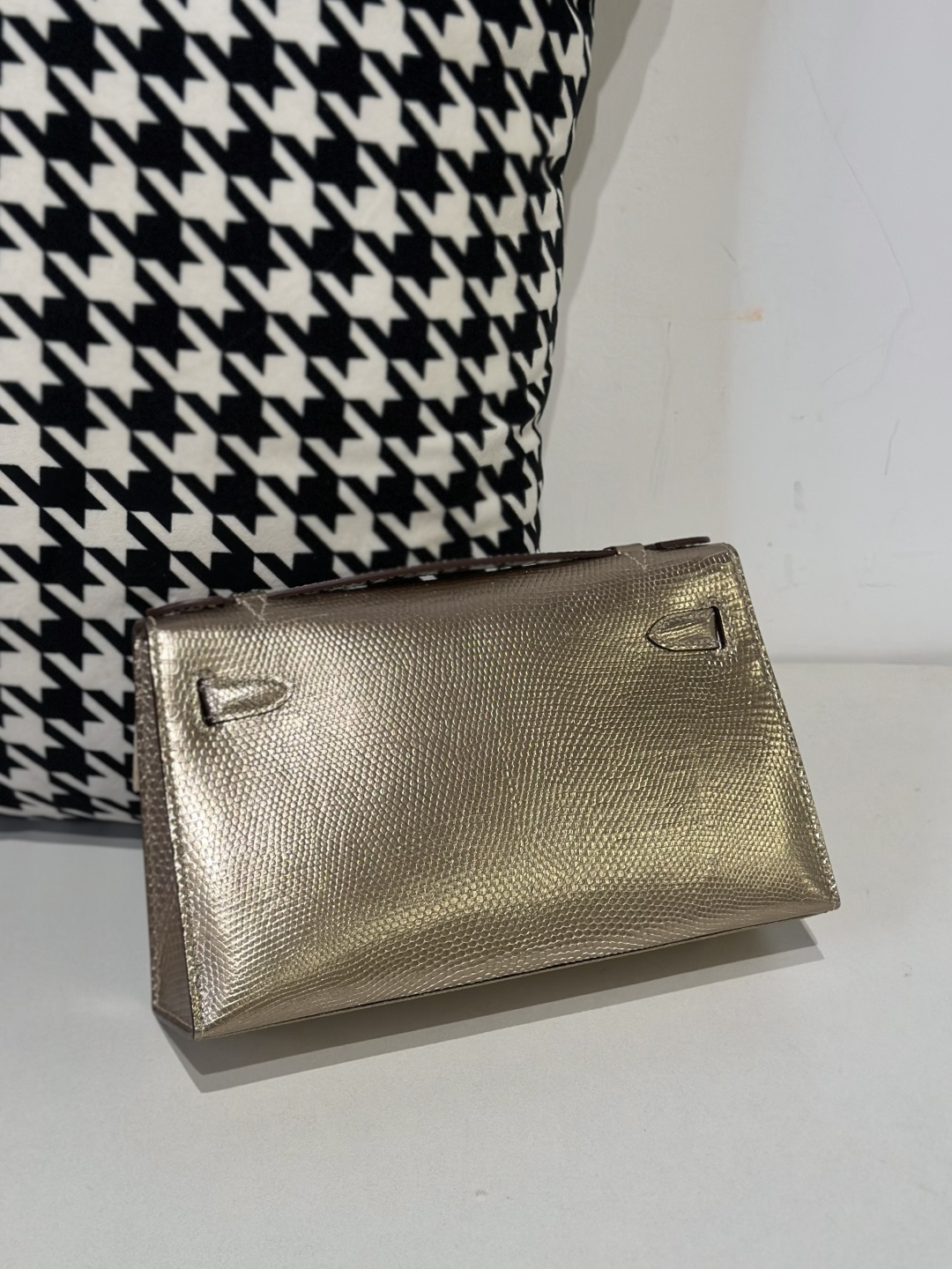 Lizard Leather Champagne Gold Hardware Series I Flap Shoulder Bag WLB078 photo 3