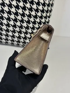Lizard Leather Champagne Gold Hardware Series I Flap Shoulder Bag WLB078 image 4