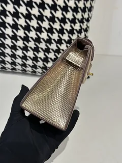 Lizard Leather Champagne Gold Hardware Series I Flap Shoulder Bag WLB078 image 5