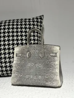 Lizard Leather 25cm Natural Pattern Silver Hardware Top Handle Tote Bag WLB080 image 3