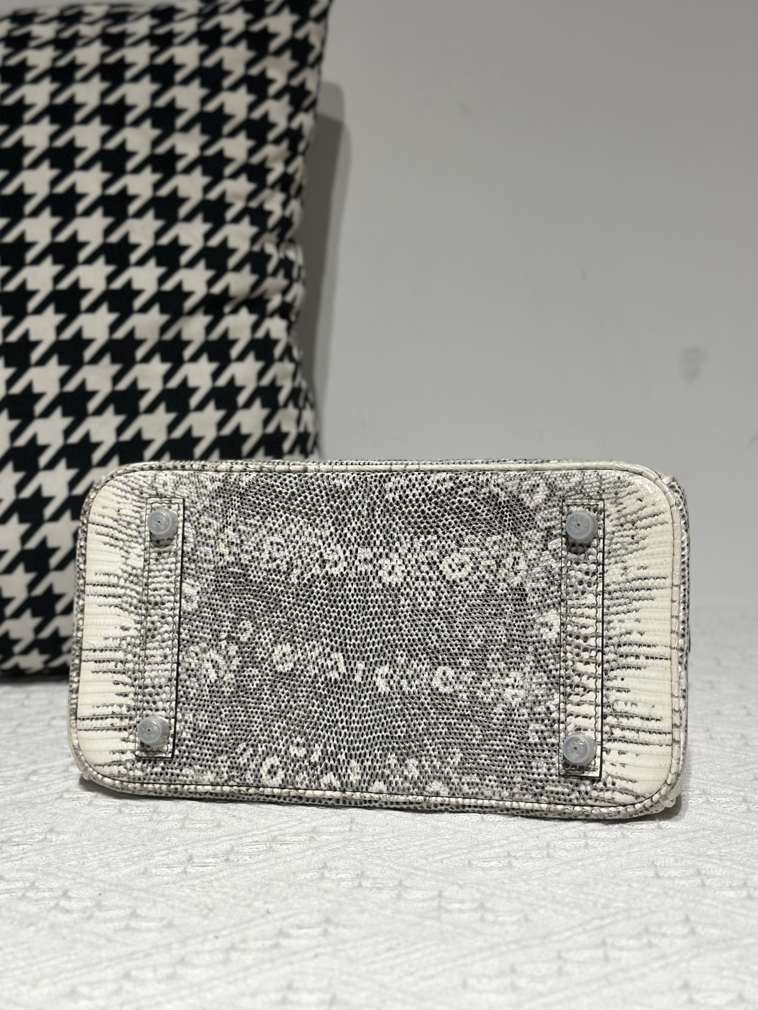 Lizard Leather 25cm Natural Pattern Silver Hardware Top Handle Tote Bag WLB080 image 6
