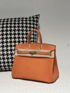 Lizard Leather Orange 25cm Gold Hardware Top Handle Tote Bag WLB081 image 2