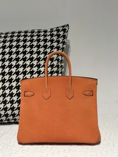 Lizard Leather Orange 25cm Gold Hardware Top Handle Tote Bag WLB081 image 3