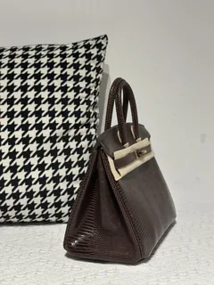 Lizard Leather Ebony 25cm Gold Hardware Top Handle Tote Bag WLB083 image 5