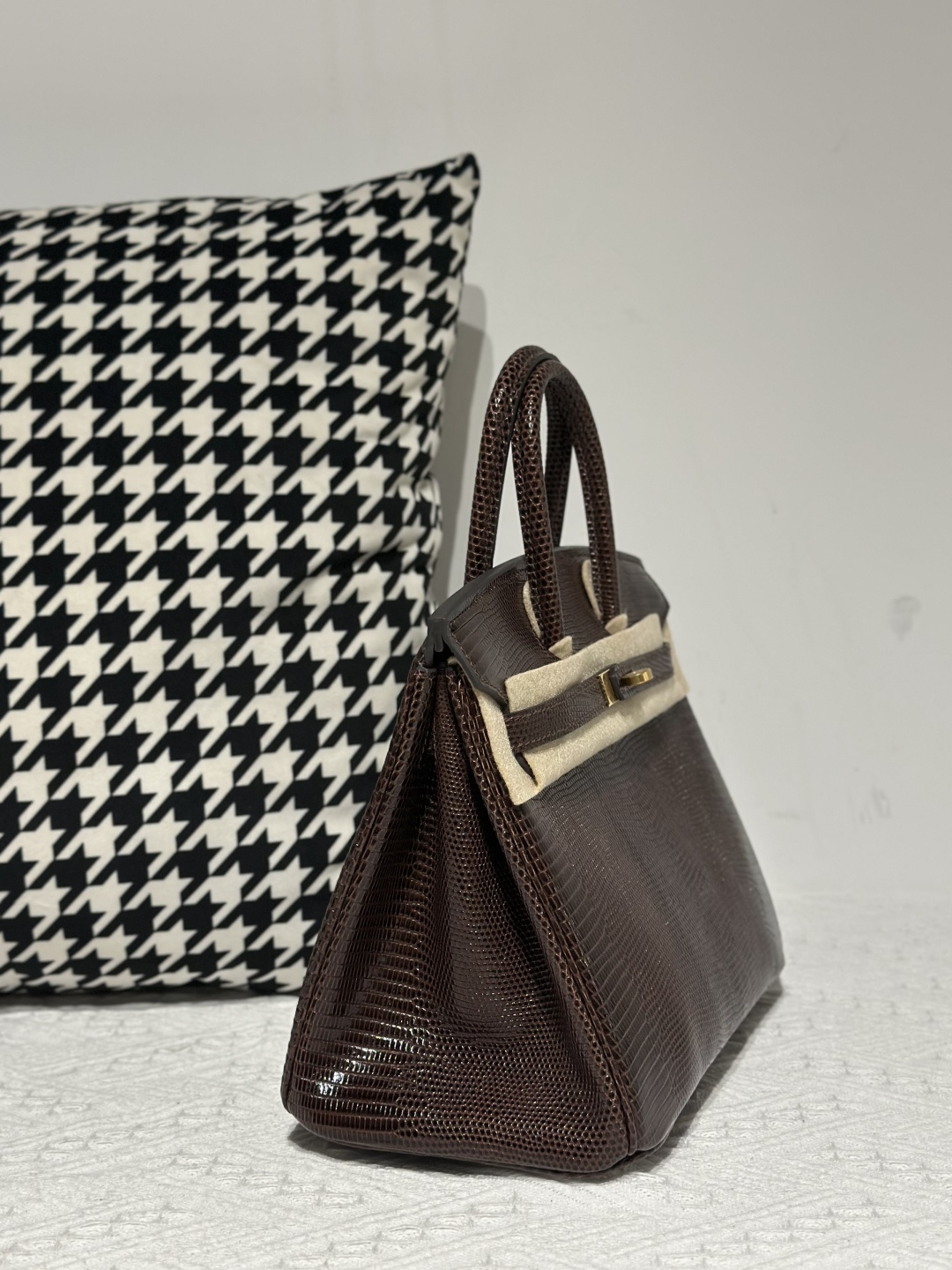 Lizard Leather Ebony 25cm Gold Hardware Top Handle Tote Bag WLB083 image 5