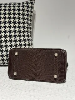 Lizard Leather Ebony 25cm Gold Hardware Top Handle Tote Bag WLB083 image 6