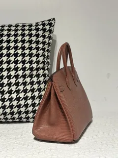 Lizard Leather 25cm Chestnut Silver Hardware Top Handle Tote Bag WLB084 image 4