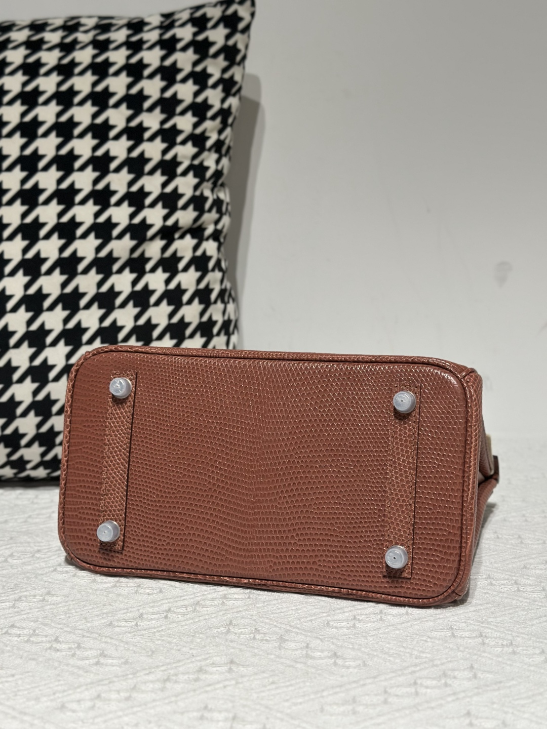 Lizard Leather 25cm Chestnut Silver Hardware Top Handle Tote Bag WLB084 image 6