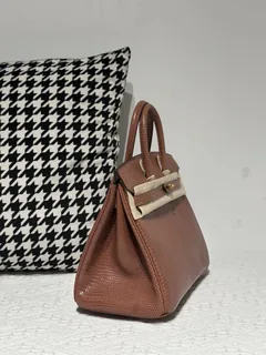 Lizard Leather 25cm Chestnut Gold Hardware Top Handle Tote Bag WLB085 image 5