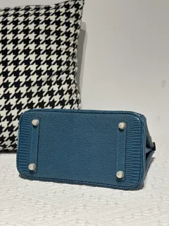 Lizard Leather Izmir Blue 25cm Gold Hardware Top Handle Tote Bag WLB087 image 6