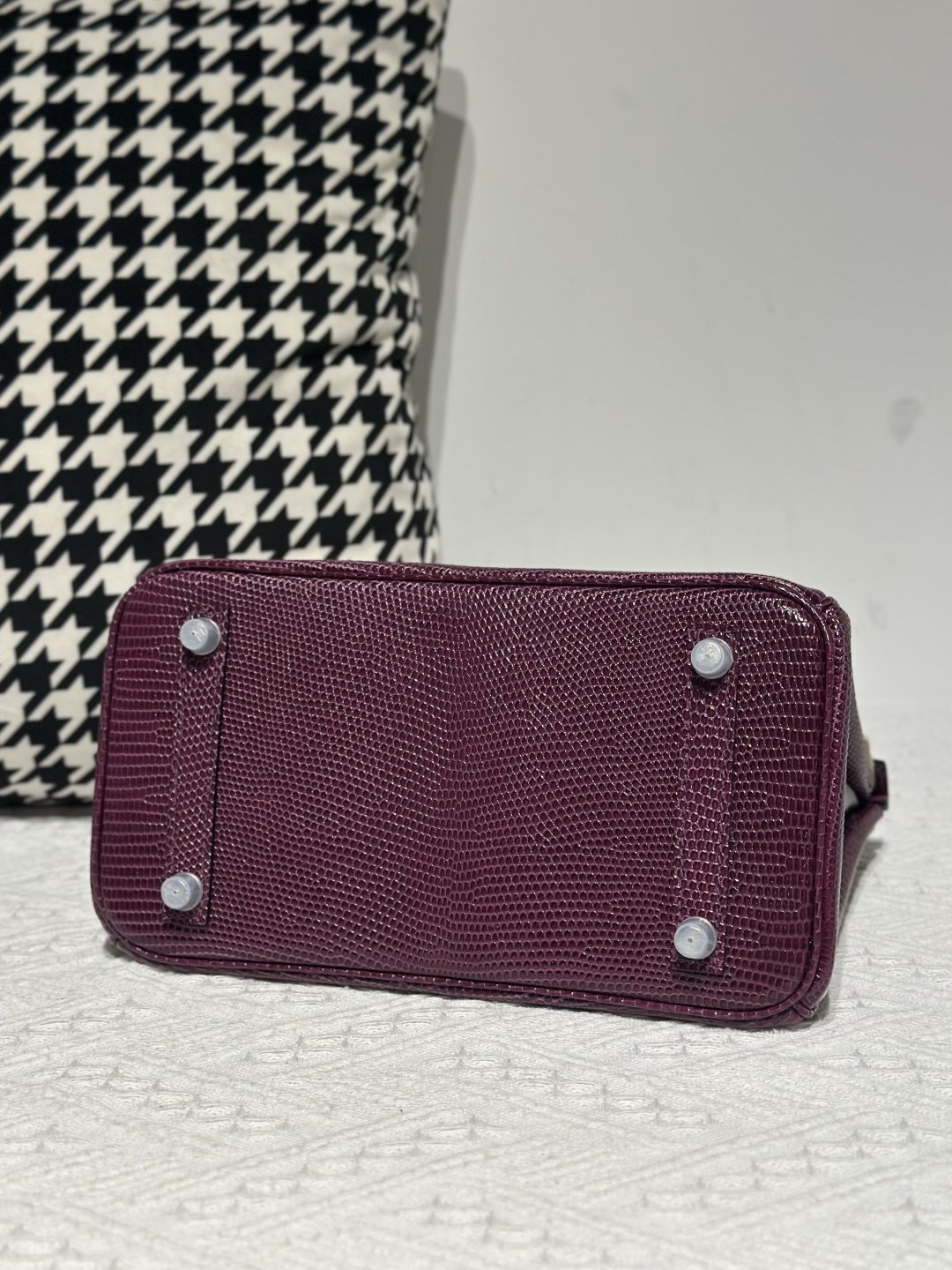 Lizard Leather Grape Purple 25cm Silver Hardware Top Handle Tote Bag WLB088 image 6