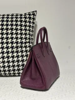 Lizard Leather Grape Purple 25cm Gold Hardware Top Handle Tote Bag WLB089 image 4
