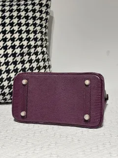 Lizard Leather Grape Purple 25cm Gold Hardware Top Handle Tote Bag WLB089 image 6