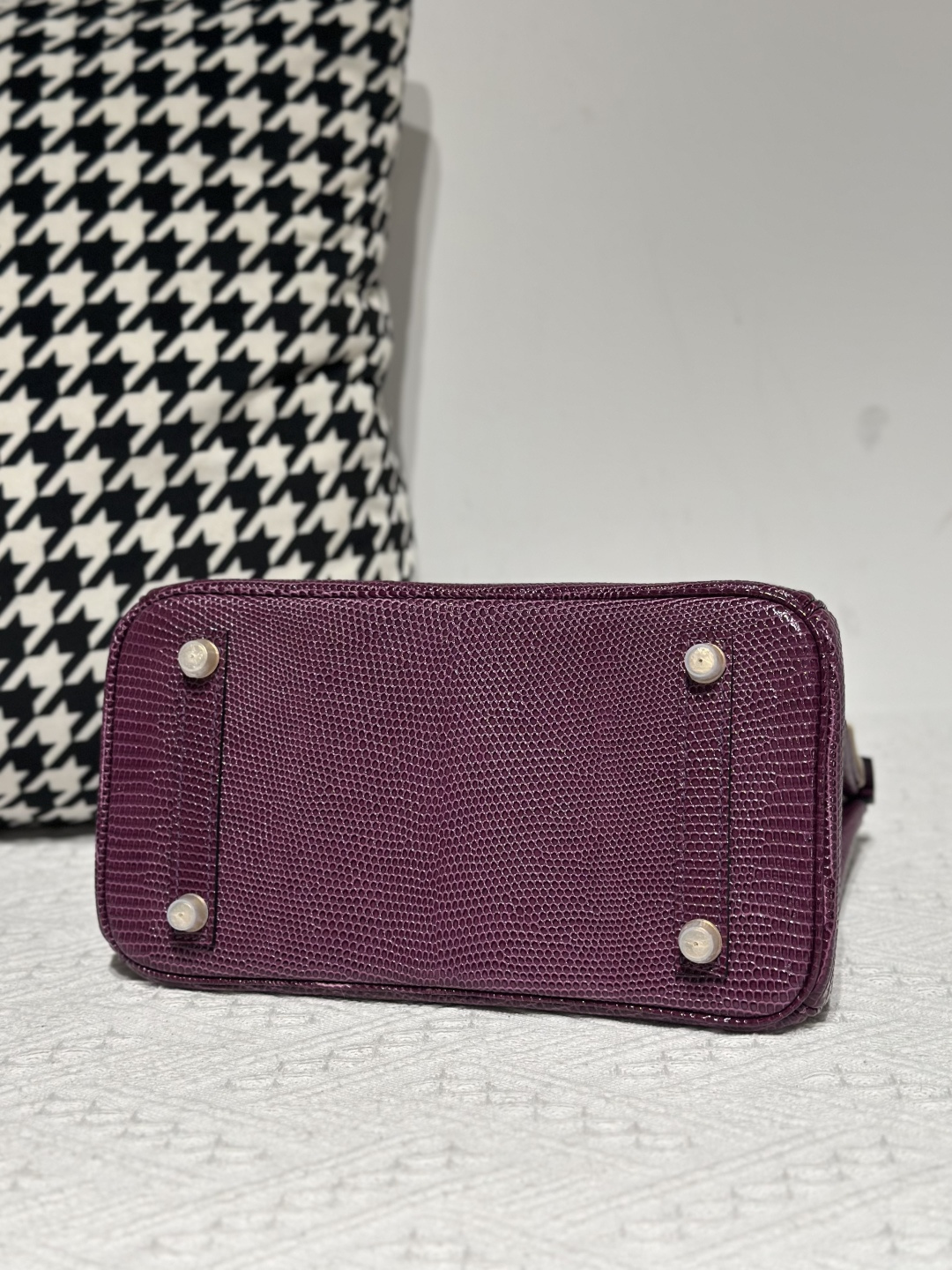 Lizard Leather Grape Purple 25cm Gold Hardware Top Handle Tote Bag WLB089 image 6