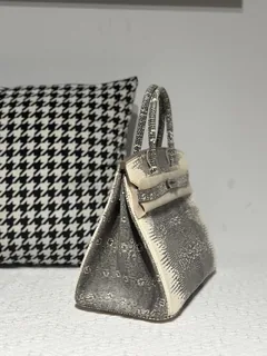 Lizard Leather 30cm Natural Pattern Silver Hardware Top Handle Tote Bag WLB094 image 5