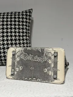 Lizard Leather 30cm Natural Pattern Silver Hardware Top Handle Tote Bag WLB094 image 6
