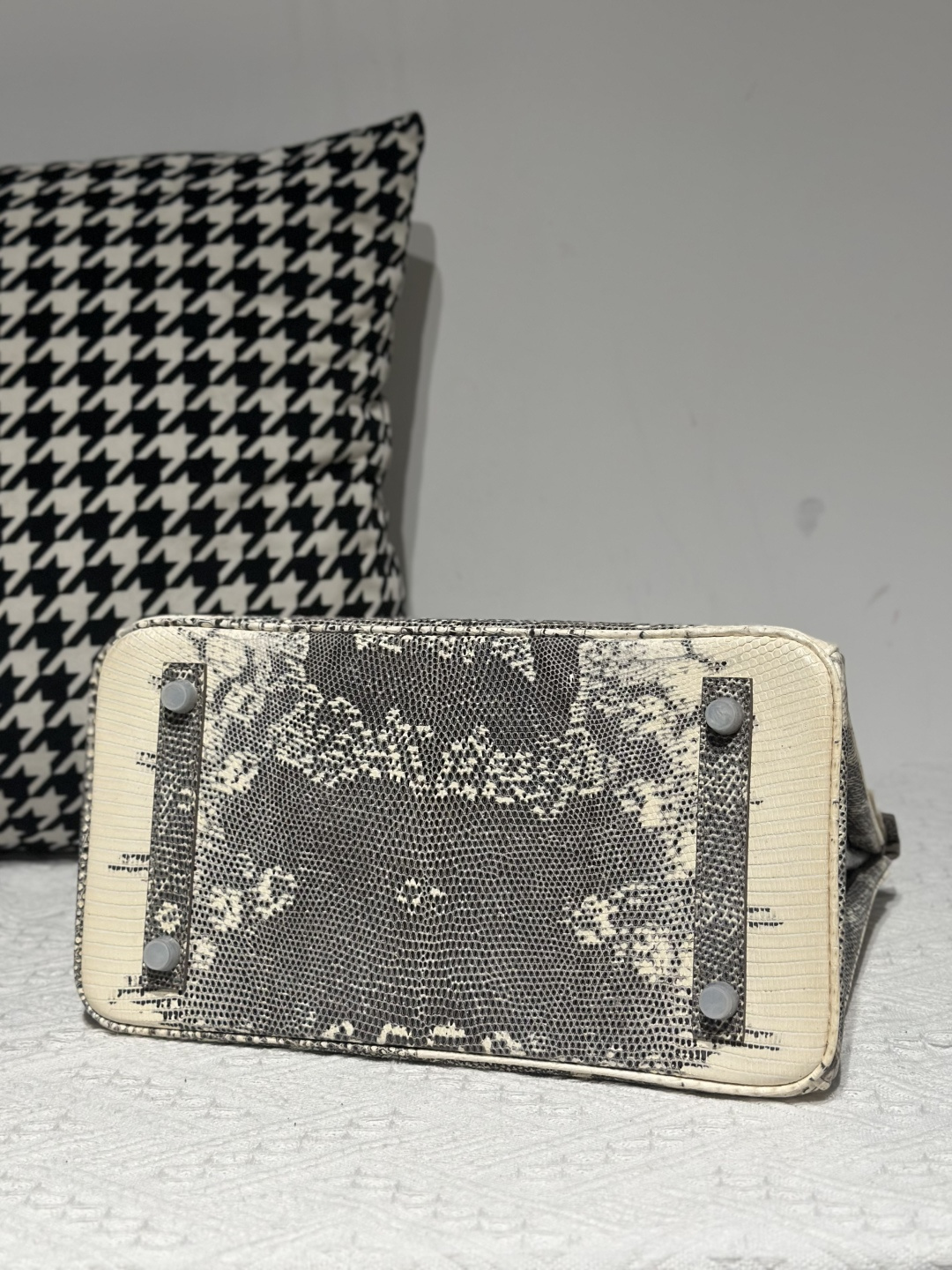 Lizard Leather 30cm Natural Pattern Silver Hardware Top Handle Tote Bag WLB094 image 6