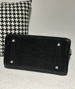 Lizard Leather Black 35cm Silver Hardware Top Handle Tote Bag WLB095 image 6