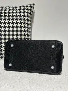 Lizard Leather Black 30cm Silver Hardware Top Handle Tote Bag WLB096 image 6