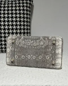 Lizard Leather 30cm Natural Pattern Gold Hardware Top Handle Tote Bag WLB097 image 6