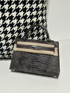 Lizard Leather Gray Silver Hardware Series II Top Handle Bag WLB099 image 1