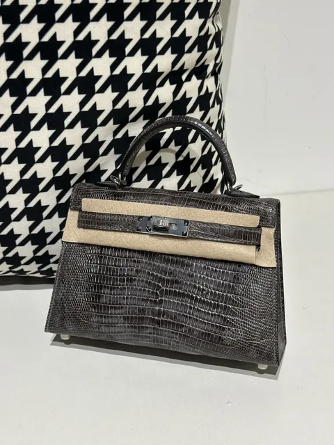 Lizard Leather Gray Silver Hardware Series II Top Handle Bag WLB099