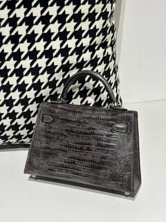 Lizard Leather Gray Silver Hardware Series II Top Handle Bag WLB099 image 3