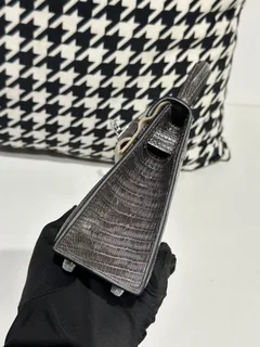 Lizard Leather Gray Silver Hardware Series II Top Handle Bag WLB099 image 4