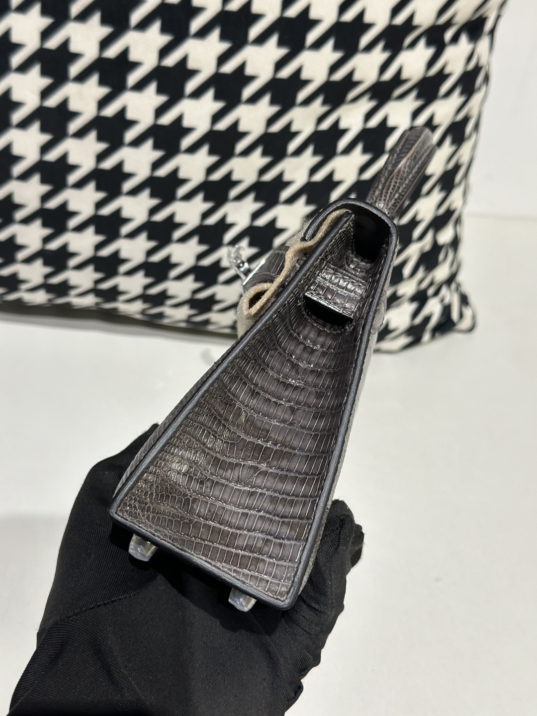 Lizard Leather Gray Silver Hardware Series II Top Handle Bag WLB099 photo 4