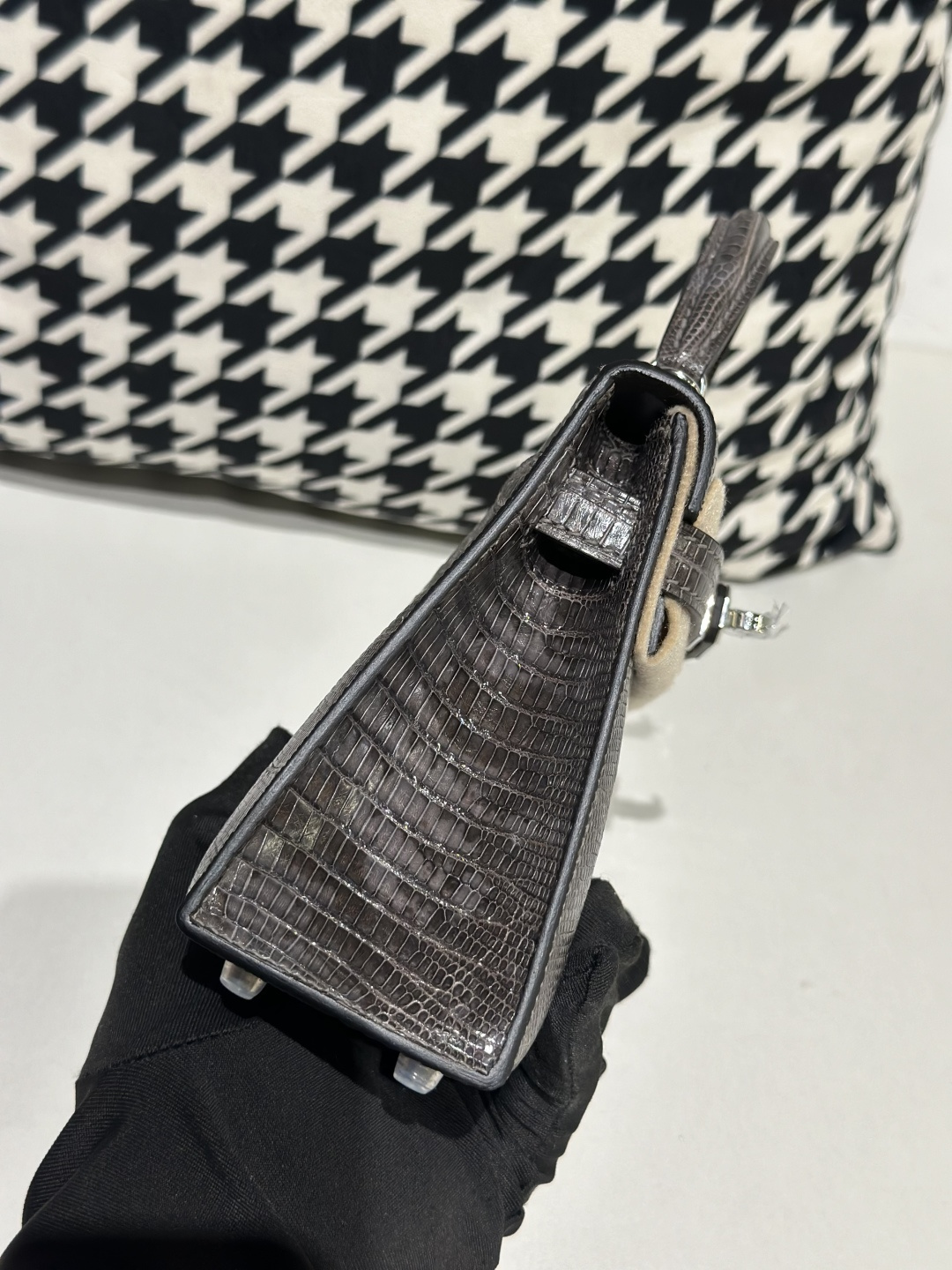 Lizard Leather Gray Silver Hardware Series II Top Handle Bag WLB099 photo 5