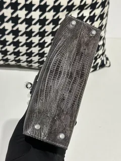 Lizard Leather Gray Silver Hardware Series II Top Handle Bag WLB099 image 6