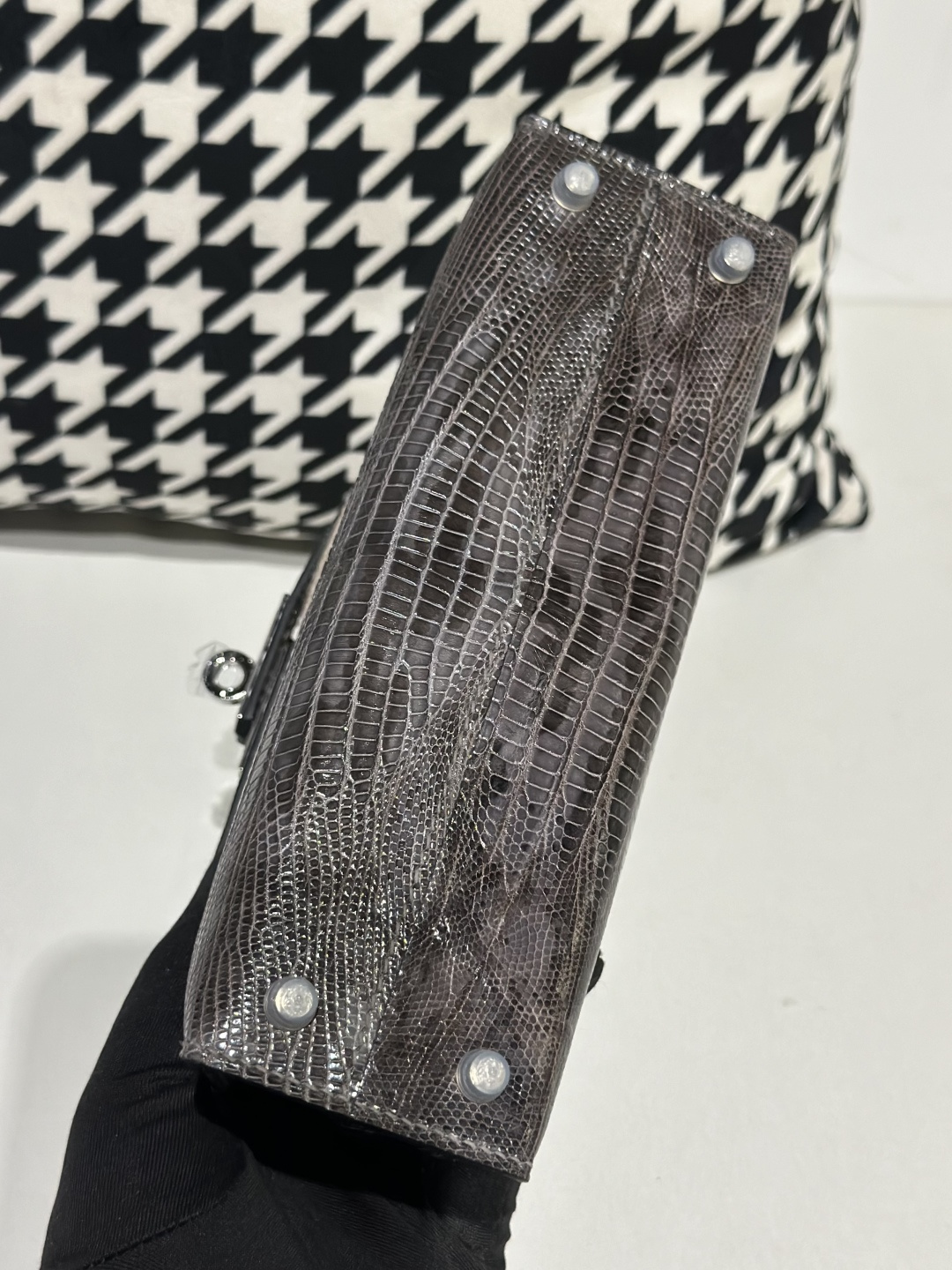 Lizard Leather Gray Silver Hardware Series II Top Handle Bag WLB099 photo 6