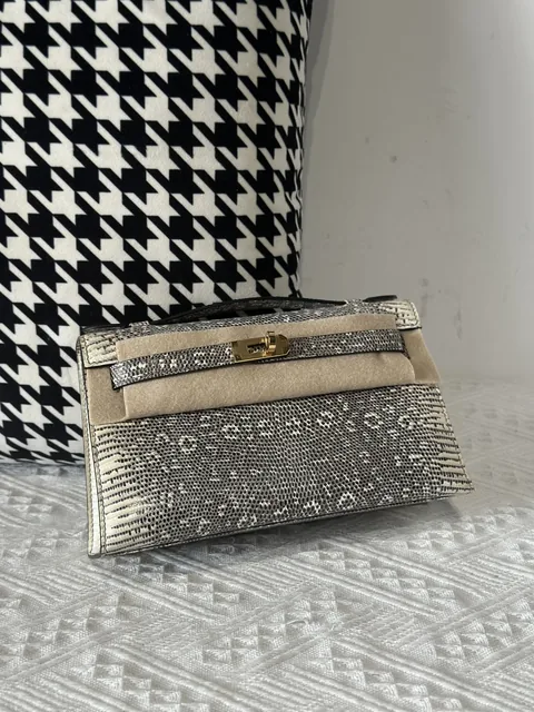 Lizard Leather Natural Pattern Gold Hardware Series I Flap Shoulder Bag WLB101