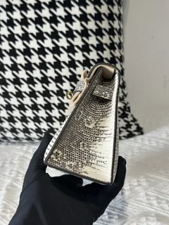 Lizard Leather Natural Pattern Gold Hardware Series I Flap Shoulder Bag WLB101 image 4