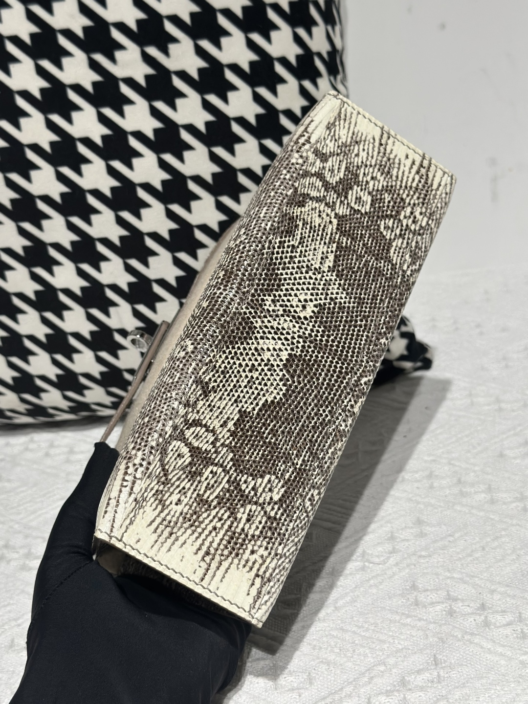 Lizard Leather Natural Pattern Silver Hardware Series I Flap Shoulder Bag WLB102 image 6