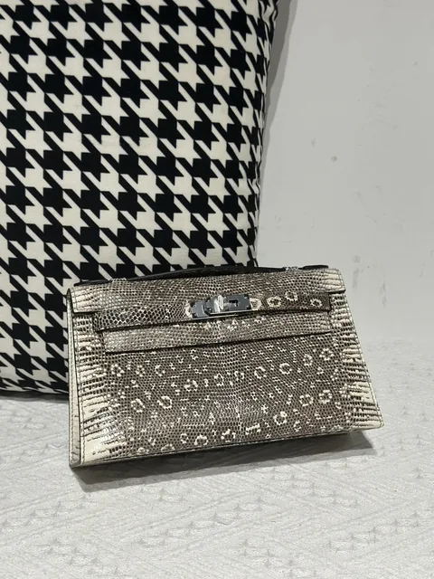 Lizard Leather Natural Pattern Silver Hardware Series I Flap Shoulder Bag WLB103